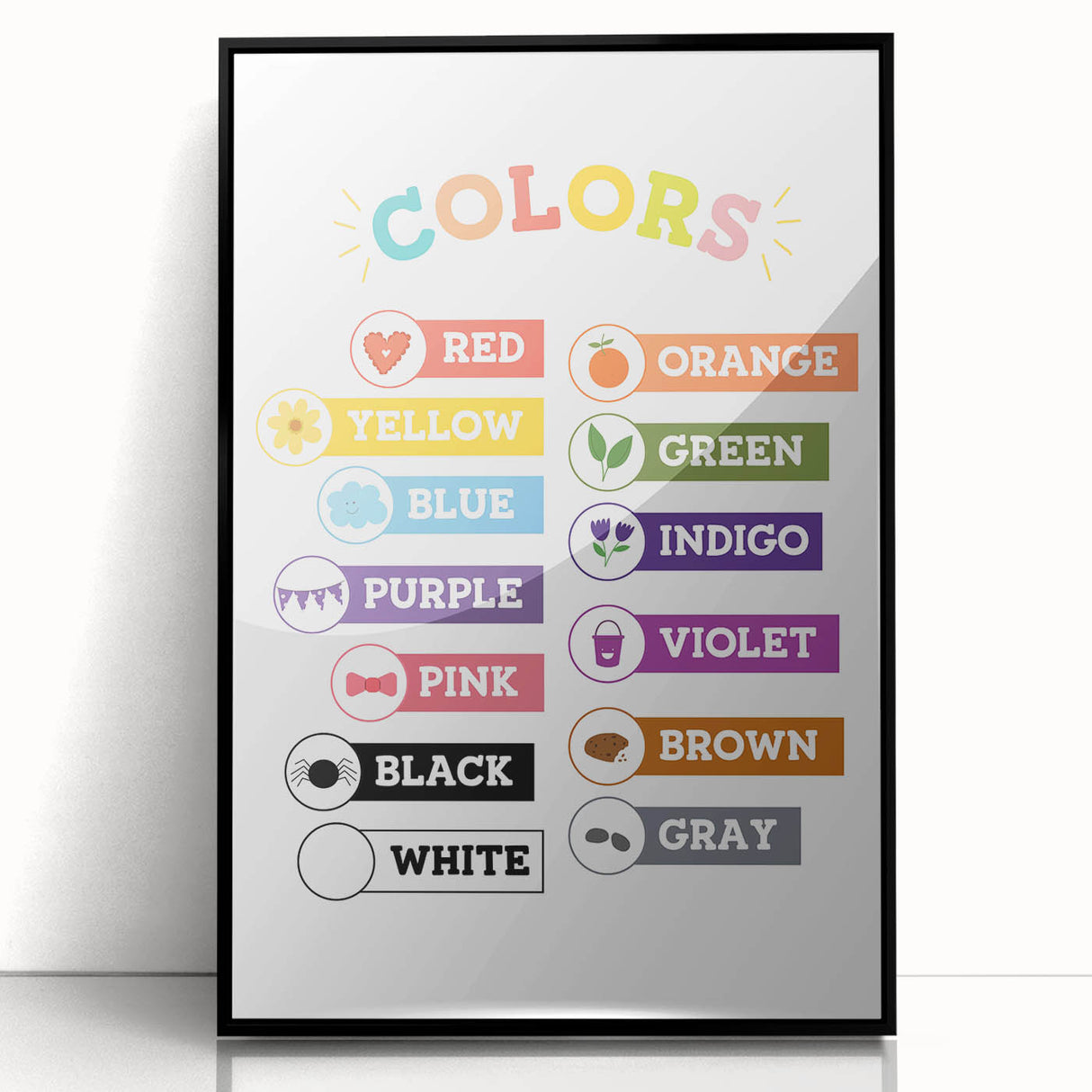 Colors Learning Wall Art - Kids Educational Color Chart Poster