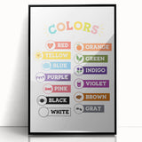 Colors Learning Wall Art - Kids Educational Color Chart Poster