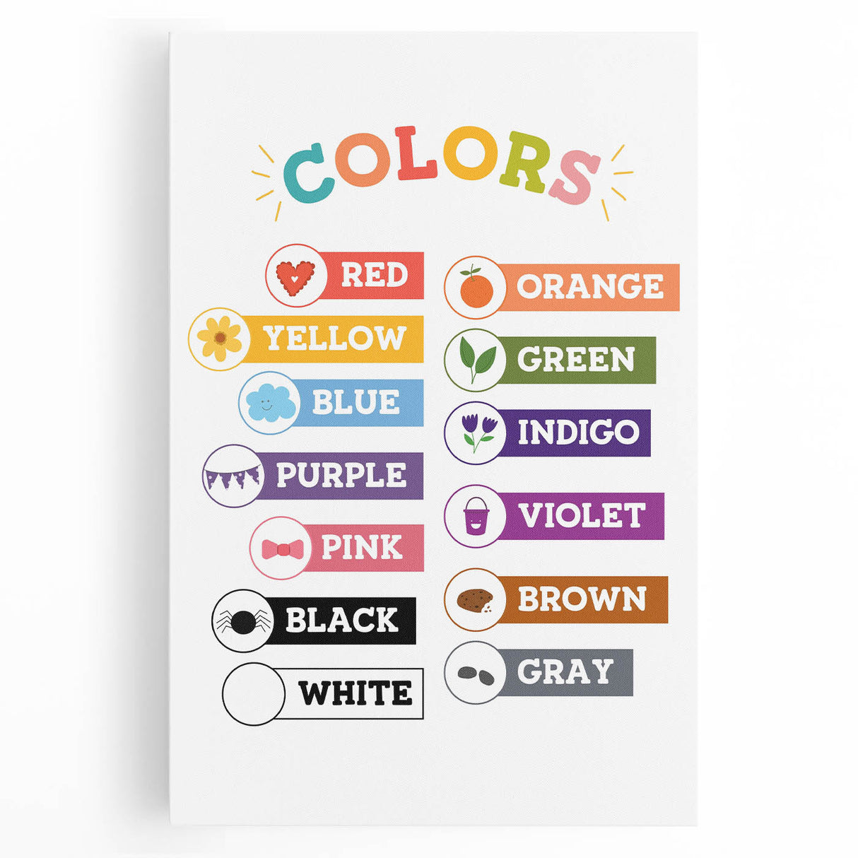 Colors Learning Wall Art - Kids Educational Color Chart Poster