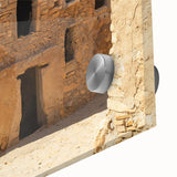 Large abstract wall art depicting the Moroccan landscape in earthy tones on acrylic glass, ideal for dining room decor.