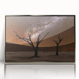 Acrylic print of an African scenery with muted earth tones in an art deco style, ideal for modern art wall decor.