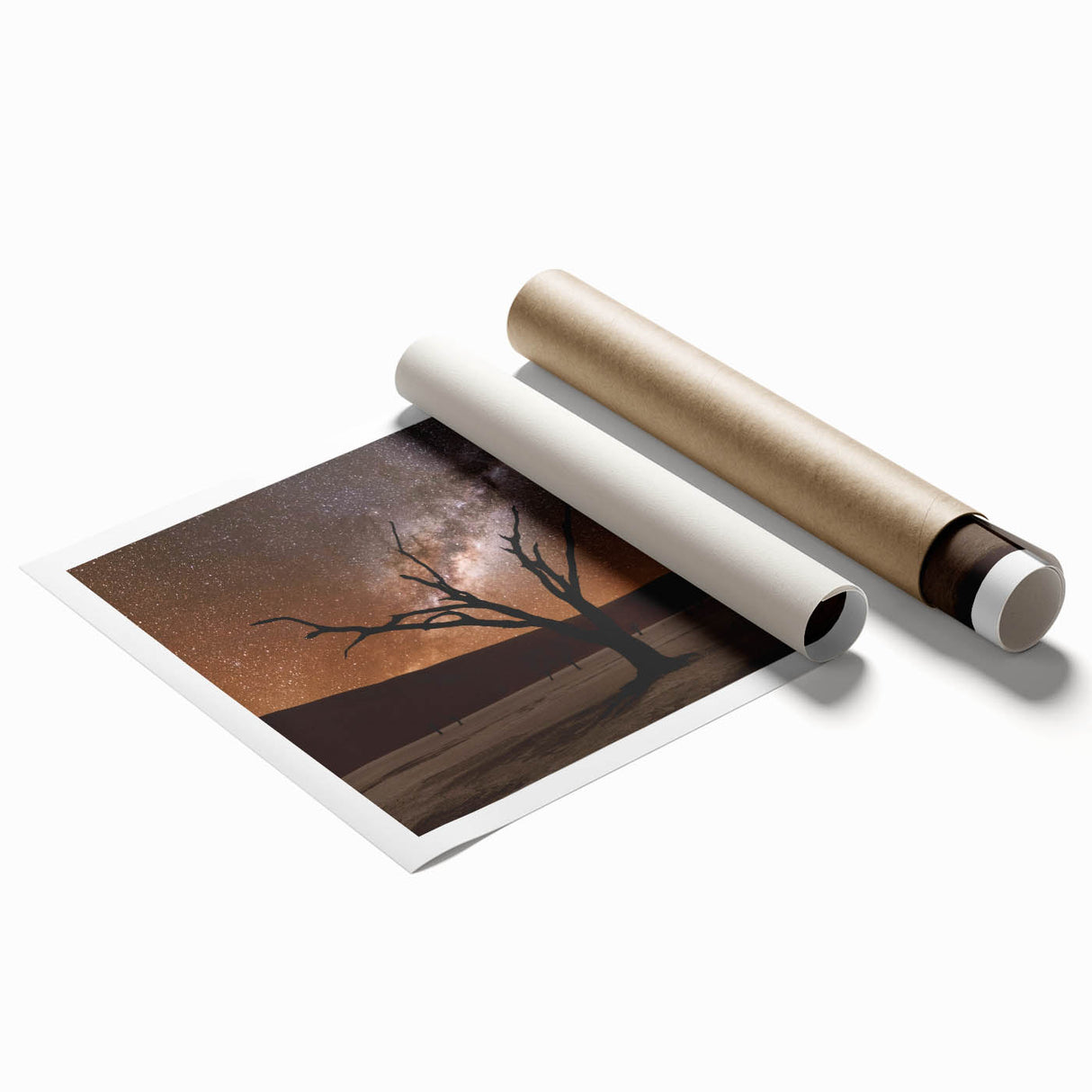 Extra large rolled print of an abstract floral design in muted earth tones, ideal for classy bathroom wall art.