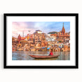 Extra large abstract art print featuring vibrant, colorful Indian scenery, ideal for living room decor.