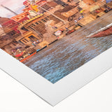 Art deco poster of an Indian scenery in muted earth tones on rolled canvas, suitable for dining room wall art.