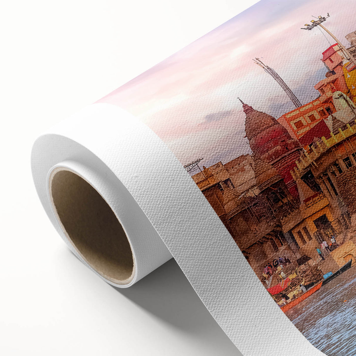 Art Deco style poster of an Indian landscape in muted earth tones on rolled canvas, ideal for nursery wall art.