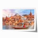 Rolled print of Indian scenery with vibrant floral designs in a large format, suitable for art wall dining room.