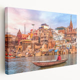 Large art print of an Indian landscape in muted earth tones on stretched canvas, suitable for kitchen wall art.