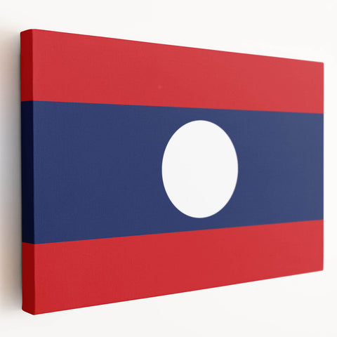 Large stretched canvas depicting a serene Laos landscape in soft earth tones, suitable for kitchen wall art.