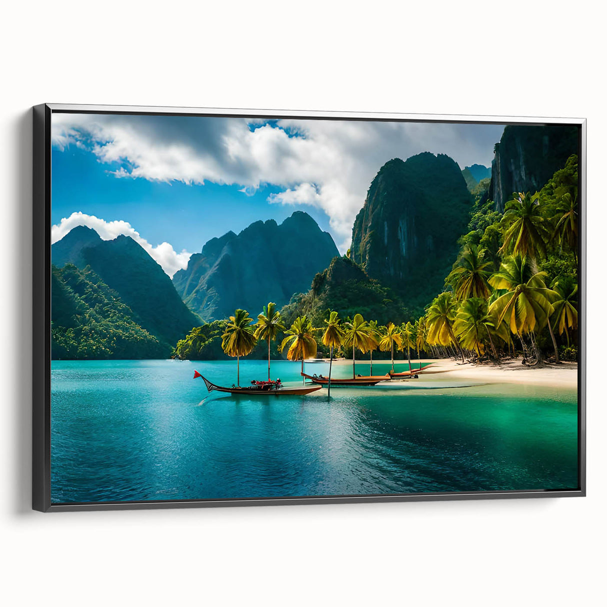 Black and white framed canvas featuring a vintage-style Philippine landscape, ideal for bedroom wall art.