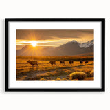 Extra large framed abstract art print depicting a colorful, textured Canadian Yukon landscape, ideal for living room decor.