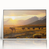 Acrylic print of a serene Yukon landscape in muted earth tones, framed in white, suitable for modern art wall decor.
