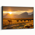 Black and white framed canvas of a Yukon landscape with vintage poster style, ideal for bedroom wall art.