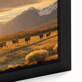 Extra large framed canvas featuring a textured depiction of Yukon scenery in black with colorful art accents.