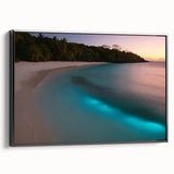 Black and white vintage poster art of a Caribbean landscape on framed canvas, suitable for bedroom decor.