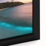 Black wall art featuring a textured, colorful Caribbean scenery on a large framed canvas, ideal for living room decor.