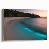 Landscape art painting of a Puerto Rican coastline on framed canvas, featuring vibrant blue and green hues.