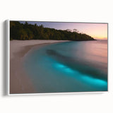 Vintage poster art of a Caribbean scenery, framed canvas with vibrant colors, ideal for living room decor.