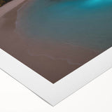 Art deco poster of a serene Caribbean beach on rolled canvas, suitable for dining room or bathroom wall art.