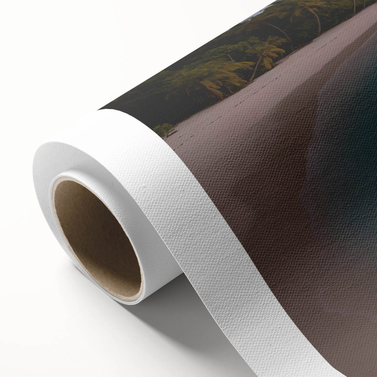 Art Deco poster featuring a vibrant, stylized view of a Caribbean scenery on rolled canvas.