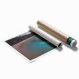Extra large rolled print of a serene Puerto Rican seascape with soft blue and white tones.