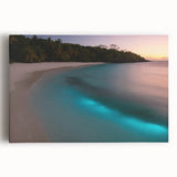 Black and white stretched canvas featuring a panoramic view of a Caribbean beach, ideal for kitchen wall art.