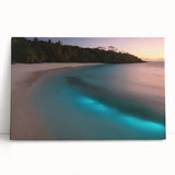 Black and white stretched canvas of a scenic Caribbean coastline, ideal for kitchen wall art.