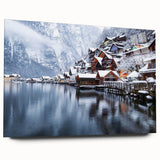 Large abstract wall art of a European landscape in muted earth tones on acrylic glass.