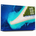 Acrylic glass print of a Croatian landscape, featuring muted earth tones, ideal for dining room decor.