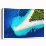 Vintage poster art of a Croatian landscape on framed canvas, with colorful art in extra large size for living room.