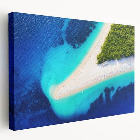 Large art depicting a scenic European Croatian landscape on stretched canvas, suitable for kitchen wall art.