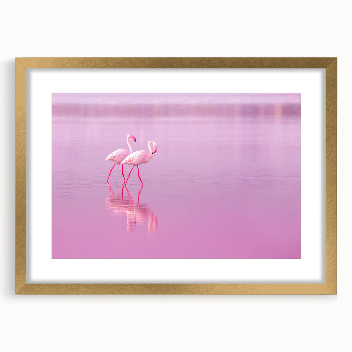 Abstract art print depicting a European landscape in muted gold and blue tones on a framed canvas.