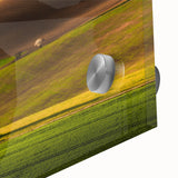 Acrylic glass print of a large abstract depiction of a Czech Republic scenery in muted earth tones.