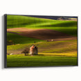 Black and white framed canvas of a vintage Czech Republic landscape, ideal for bedroom decor.