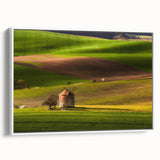 Vintage poster art of a Czech Republic scenery on framed canvas, featuring colorful art in extra large size.