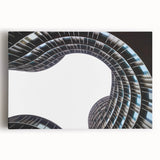 Black and white photographic print of a European cityscape on stretched canvas, ideal for kitchen wall art.