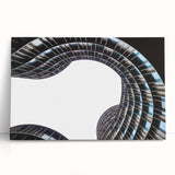 Large black and white photograph of a European street on stretched canvas, suitable for kitchen wall art.