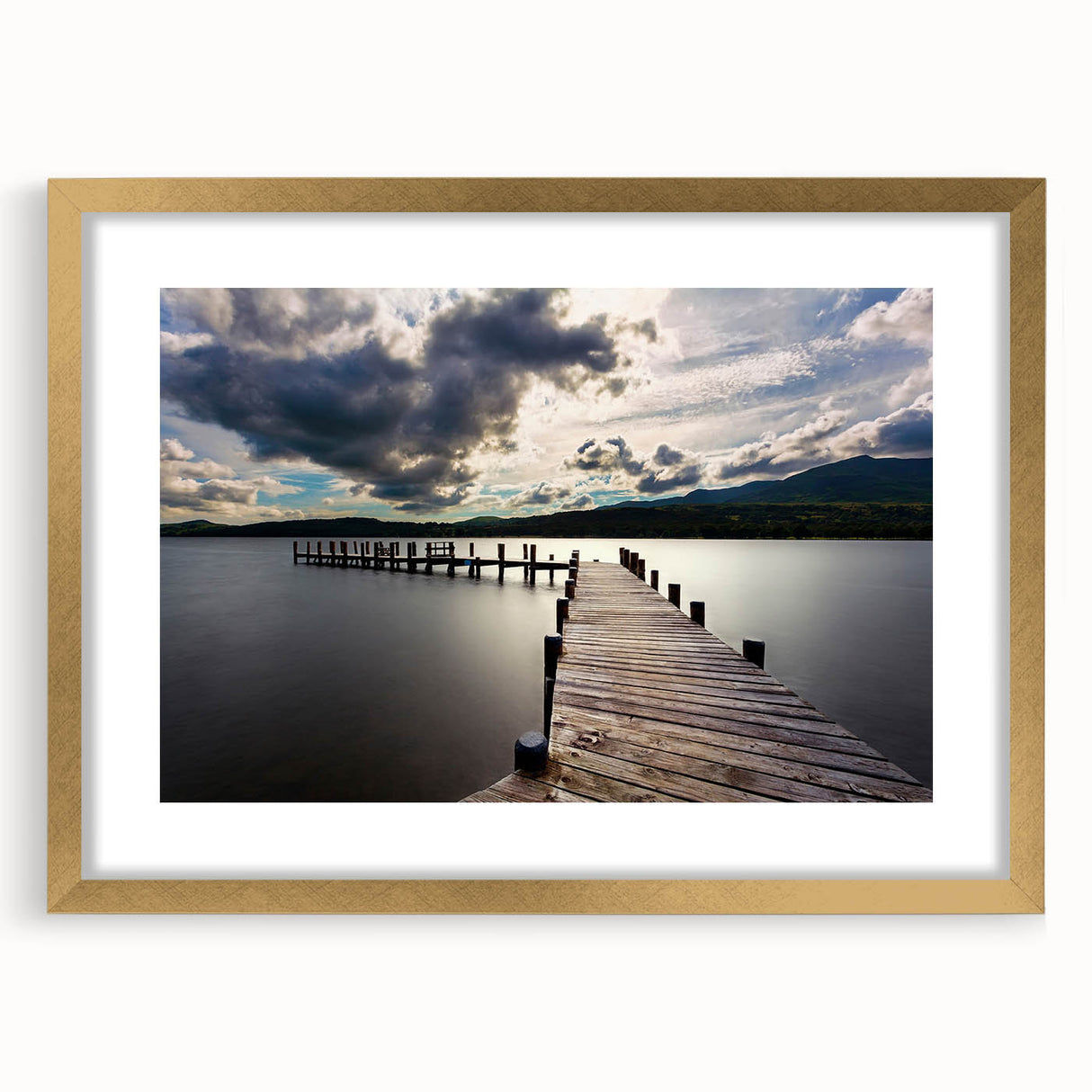 Abstract art print of Cumbria's landscape in muted earth tones on a framed canvas, ideal for dining room decor.