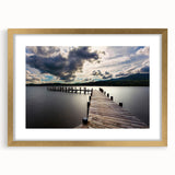 Abstract art print of Cumbria's landscape in muted earth tones on a framed canvas, ideal for dining room decor.