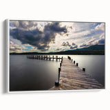 Vintage poster art of a scenic Cumbrian landscape on framed canvas, featuring vibrant colorful art.