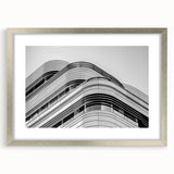 Extra large wall art of abstract London skyline in textured silver frame, ideal for living room decor.