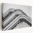 Large art print of London skyline in muted grays and blues on stretched canvas, ideal for kitchen wall decor.