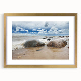 Abstract art print of a European cityscape in muted gray and gold tones on a framed canvas, ideal for dining room decor.