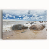 Black and white photo of a European cityscape on large stretched canvas, ideal for kitchen wall art.