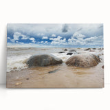 Black and white photo of a European cityscape on a large stretched canvas, ideal for kitchen wall art.