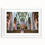 Textured art print of the French Alps in abstract style with muted earth tones, framed with a white mat.