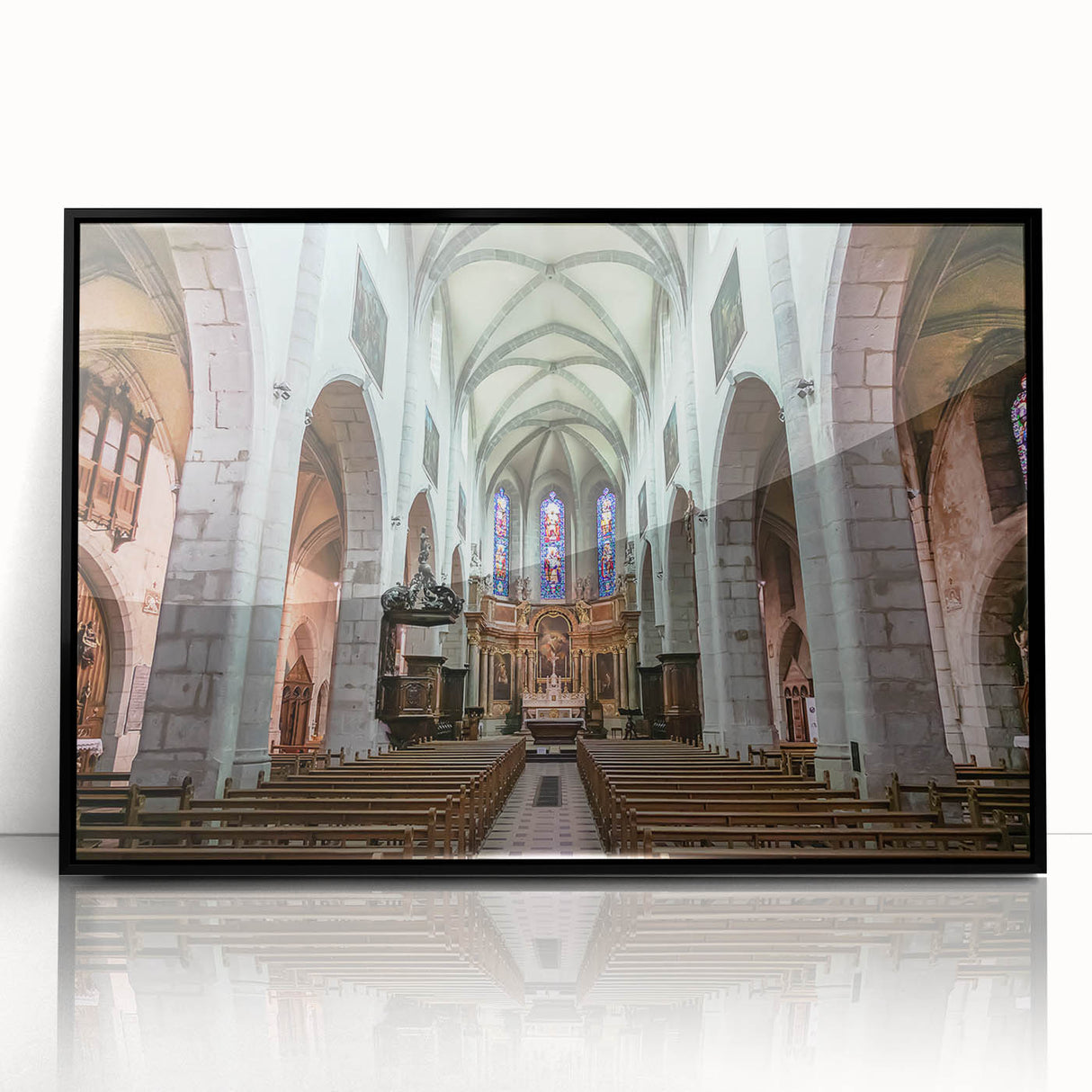 Large abstract wall art of the French Alps in muted earth tones on a framed acrylic, suitable for modern living room decor.