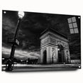 Acrylic print of Paris scenery with muted blue and gray tones, ideal for dining room decor.