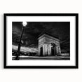 Extra large abstract art print of colorful Paris scenery on textured canvas, framed in black, ideal for living room decor.