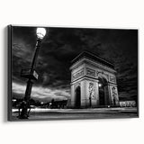 Black and white framed canvas featuring a vintage Paris landscape, ideal for bedroom decor.