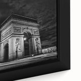 Extra large black wall art featuring a textured Paris scenery in vibrant colors on framed canvas.